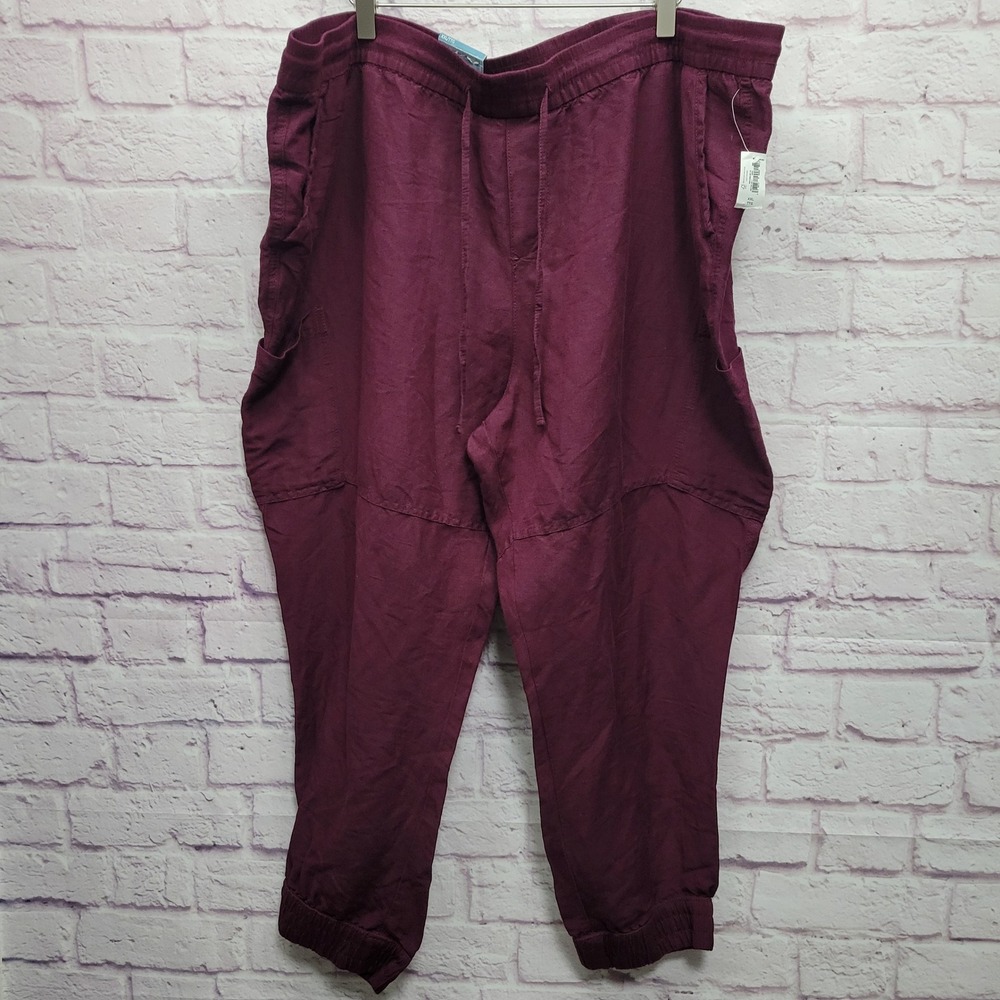 NEW Old Navy Linen Blend High Rise Jogger Womens XXL Relaxed Travel Boho Cottage